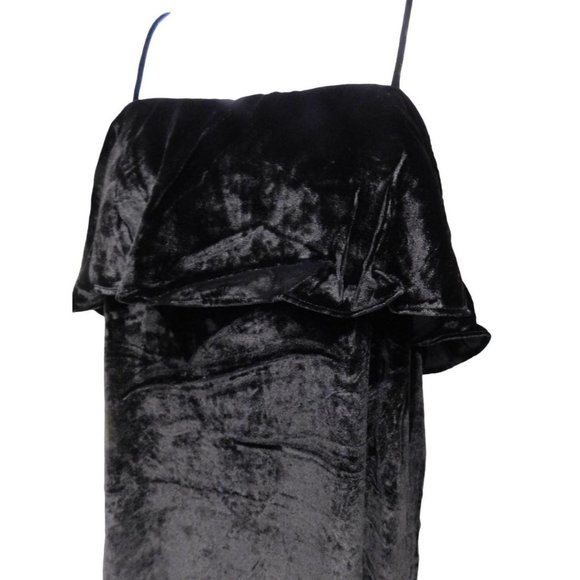NEW MADEWELL $158 Velvet Ruffle Mini Dress Size XS Black G8351 PWW - Picture 2 of 3